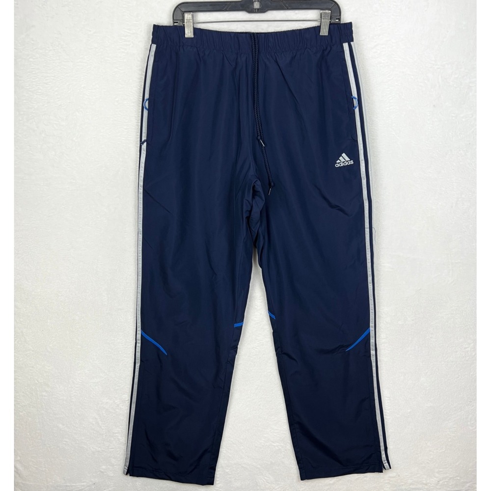 Adidas Windbreaker Track Pants Mens XL Navy Blue Soccer Lined Y2K Loose Baggy